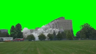 Building Demolition 4k Green Screen (Bonus Dust Cloud)