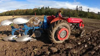 1959 Massey Ferguson 65 3.3 Litre 4-Cyl Diesel Tractor (45 HP) with Ransomes Reversible Plough