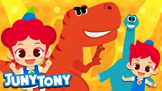 Dancing with the Dinosaurs | Dinosaur Songs for Kids | Preschool Songs | Dance Battle | JunyTony