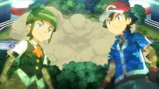 Pokemon XYZ - League battle - Ash/Greninja vs Sawyer/Sceptile part 1