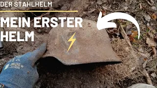 Mein erster deutscher Stahlhelm bei der Sondeln mit dem Metalldetektor. Schatzsuche mit WW2 Funden.