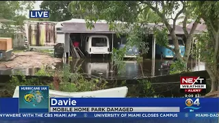 Stormy weather damage mobile home park in Davie