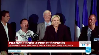 France Legislative Elections: Le Pen addresses press after parliamentary win