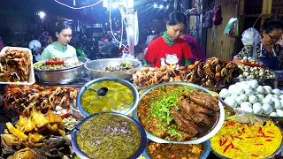 The View Of Night Street Food @ Chhbar Ampov - Dried Fish, Porridge, Soups, Chopped Meat, & More