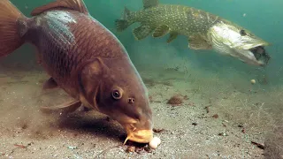 Catching Carp and Pike in crystal clear water