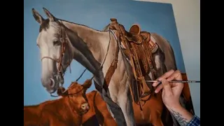 Time Lapse // Large Oil Painting // Western Art