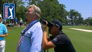 Rickie Fowler’s tee shot lands in a tree at THE PLAYERS