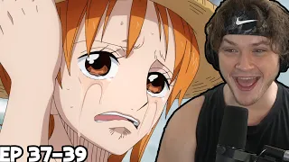 LUFFY GIVES NAMI HIS HAT!! || WALK TO ARLONG PARK || One Piece Episode 37-39 Reaction