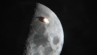 Asteroid falling on the moon