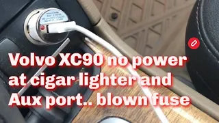 Volvo XC90 - no power at cigarette lighter and aux port. Quick and easy fuse replacement.