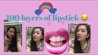 100 layers of lipstick |challenge
