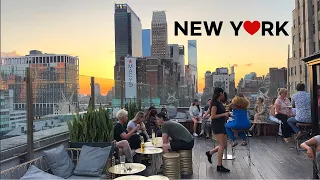 [4K]🇺🇸 New York City🚕🗽: Times Square (Day☀️& Night🌃) Sunset at Rooftop Monarch🍸Aug.  2023