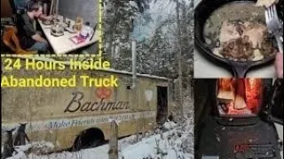 24 Hours Living In Abandoned Truck Deep In The Woods During Snow Storm. Transformed Into Camp