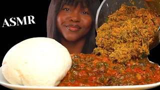 ASMR FUFU & EGUSI, SPINACH STEW SOUP MUKBANG |Fried fish| Nigerian food (Talking) Soft Eating Sounds