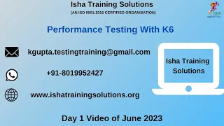 Performance Testing with K6 Day 1 on 29th June 23. Pls call r whatsappus on +91-8019952427 to enroll