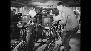Manufacture and testing of the Sd.Kfz. 2 "Kettenkrad" half-track motorcycle in 1943