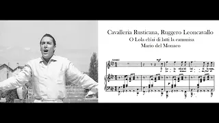 "O lola, ch'ai di latti la cammisa" Cavalleria Rusticana, P. Mascagni - Mario del Monaco (TURIDDU)