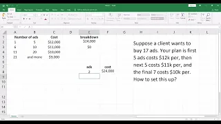 How to Calculate Ladder Cost of Advertisements Automatically Based on # of Buy-Ins in Excel.