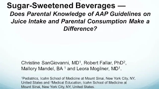 "Children’s Consumption of Juice and Sugar-Sweetened Beverages: