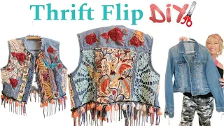 How To Turn Your Old Jean Jacket Into a Wearable Art Denim Vest