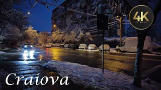 Craiova, Romania 4K First Snow Of 2023 Walking Tour (Prima Zapada din 2023)