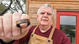 Making a Black Ceramic Inlay ring from the deck of the Battleship Texas