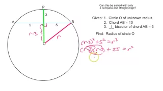 How do you find the radius given a chord and a perpendicular bisector?