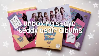 unboxing stayc ‘teddy bear’ albums!! all three versions!