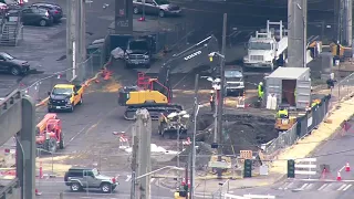 Aerials of Alaskan Way Viaduct demolition in Seattle