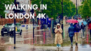 Walking in London | started to rain ☔️ | Marylebone 4K