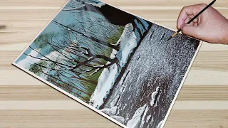 How to Paint a Snowy River Acrylic Painting / Painting for Beginners / STEP by STEP