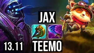JAX vs TEEMO (TOP) | 8/1/1, Legendary | KR Master | 13.11