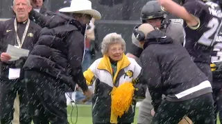 Coach Prime walks 98-year-old superfan on field before Colorado spring game | ESPN College Football