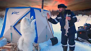 Поймал трофейную рыбу/Чайхана на льду/Зимняя рыбалка