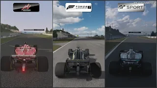 Assetto Corsa vs Forza 7 vs GT Sport - F70H vs R.S.17 vs F1 W08 EQ Power+ - F1 Cars Comparison