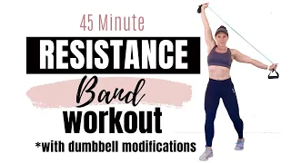 45 MINUTE FULL BODY RESISTANCE BAND WORKOUT - Resistance Band Strength Training for Women