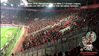 13 dicembre 2018, Olympiacos Pireo vs Milan 3-1 Europa League, prepartita con il tifo dell’Olympiaco