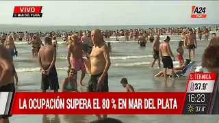 Altas temperaturas en Mar Del Plata y miles de turistas en la playa