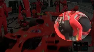 ACIDENTE NO BOX DA FERRARI - GP DO BAREIN