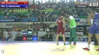 Repechage   Freestyle Wrestling 61 kg   N ENKHSAIKHAN MGL vs M BOLOTNJUK SVK   Tashkent 2014
