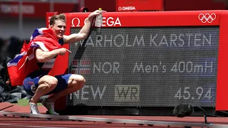 #Athletics Men's 400m Hurdles Final Break World Record Athletics OlympicsTokyoNorway Karsten WarHoLm