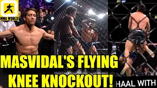 Actor Jake Gyllenhaal scores a BRUTAL KNOCKOUT Via Flying Knee at UFC 285 for movie Round House