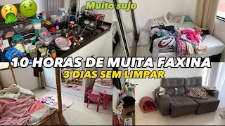 CANSEI 🥵!! FAXINA PESADA COMPLETA | 3 DIAS SEM LIMPAR | 10 HORAS DE MUITA FAXINA 🤮