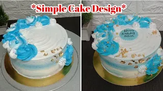Simple Blue & White Cake Design #homemade #kavitasshortycake