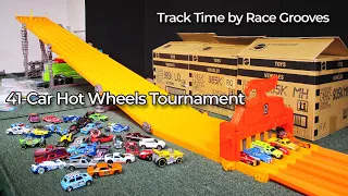 Track Time! 41-Car Hot Wheels Tournament on the Super 6 Lane Raceway! 15K Track Time By Race Grooves