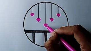 Circle Drawing - Pink Heart Drawing Pictures😍