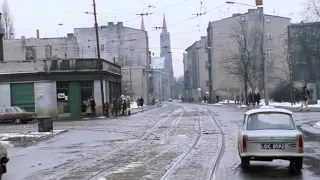 Łódź and the Łódź Kaliska railway station in 1979 [HD/AI upscaled]