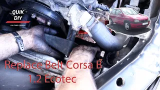 replace Opel Corsa B 1.2 Ecotec Belt, engine support, tensioner, worst design to replace the belt