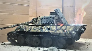 Tank PzKpfw V Panther из пластилина протестил броню всеми орудиями возгорание топливного бака утиль