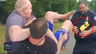 Police Officer Tases Himself During Violent Struggle with Suspect